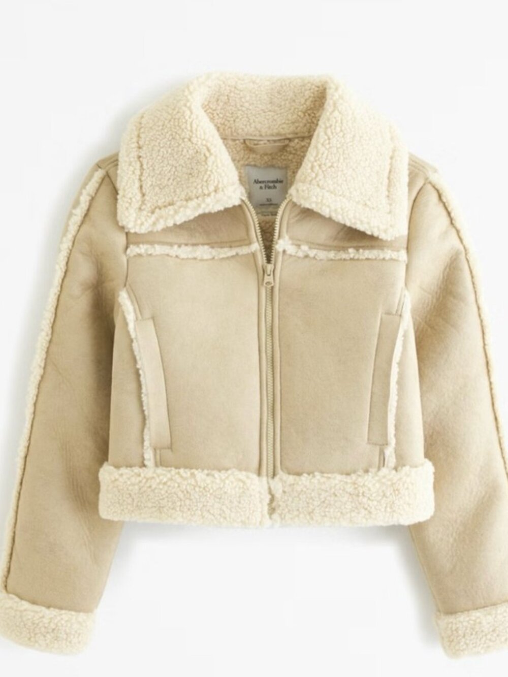 NWT - Abercrombie & Fitch Faux Suede Sherpa Jacket Size Small - S